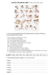 English Worksheet: a day in the life of a boy
