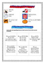 English Worksheet: Halloween rhymes