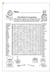 English Worksheet: Occupations Puzzle