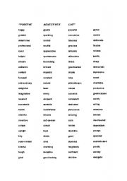 Positive adjectives list
