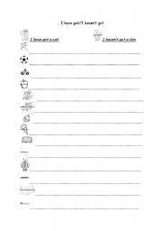 English worksheet: I have got / I havent got