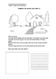 English Worksheet: Complete the picture and colour it