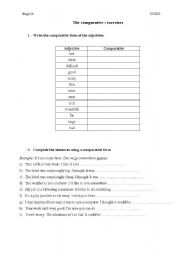 English worksheet: comparatives