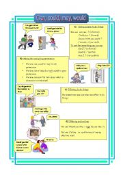 English Worksheet: Can, could, may, would (21-08-08)