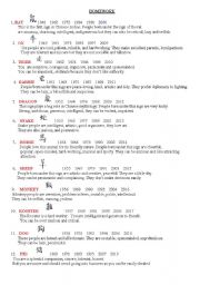 English Worksheet: Chinese horoscopes