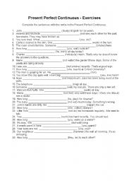 English Worksheet: Present perfect continuous