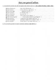 English worksheet: general culture - relative pronouns