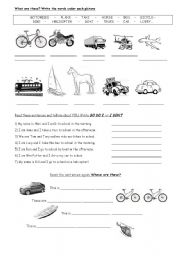 English Worksheet: Means of transport + So do I + Whose