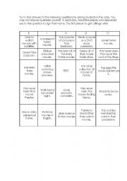 English worksheet: Bingo