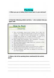 English worksheet: How to pack smartly