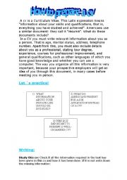 English Worksheet: Curriculum Vitae