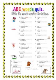 English Worksheet: ABC WORDS QUIZ