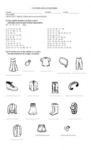 English Worksheet: clothes and accesories
