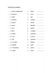 English worksheet: Match the same meaning