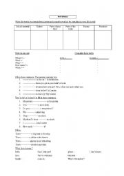 English Worksheet: vocabulary and grammar