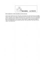 English worksheet: Family tree reading activity