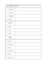 English Worksheet: Mobile Phone Vocabulary