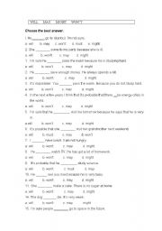 English Worksheet: WILL      MAY      MIGHT      WONT