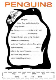 English Worksheet: Penguin Verb Cloze