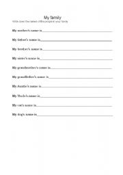 English worksheet: My family