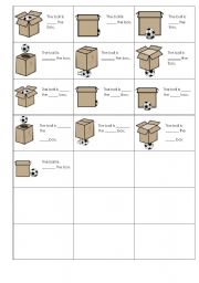 Preposition flash card - ball and box