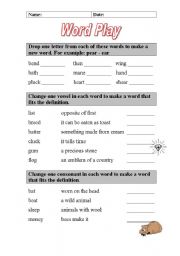 English Worksheet: word play