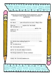 English Worksheet: getting to know you 2