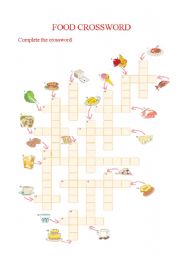 English Worksheet: food crossword