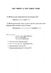 English worksheet: past perfect or past simple tense