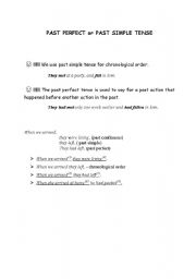 English Worksheet: past perfect or past simple tense
