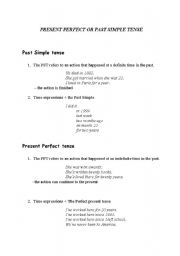 English worksheet: present perfect or past simple tense