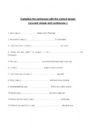 English worksheet: Simple Present or Present Continuous?