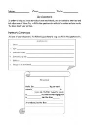 English Worksheet: Understanding each other in the 1st lesson 