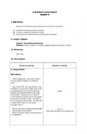 English worksheet: A Detailed Lesson Plan in Vowel Sounds /e/ and /i/