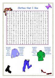Clothes that I like-wordsearch