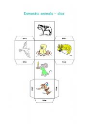 English worksheet: Domestic animals-dice