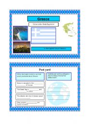 English Worksheet: Greece post card activity (Part 3) 21.08.08