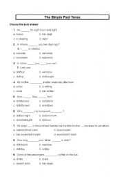 English Worksheet: The Simple Past Tense