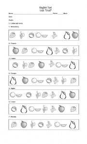 English Worksheet: Test fruits