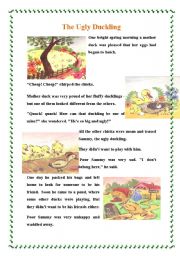 English Worksheet: The Ugly Duckling  Part 1