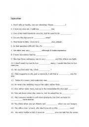 English Worksheet: Find the Opposites