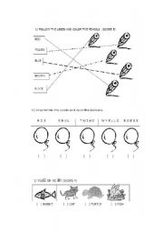 English Worksheet: Colors, numbers and pets