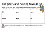 English worksheet: The giant came running towards me
