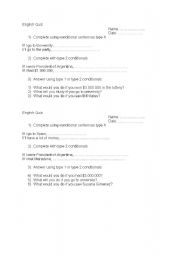 English worksheet: English Quiz Conditionals