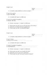 English Worksheet: English Quiz Conditionals