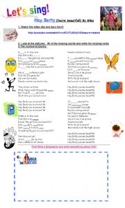 English Worksheet: Hey Betty ( Big girl you are beautiful) by Mika- Song.
