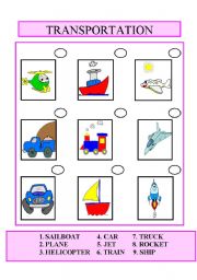 English Worksheet: transportation