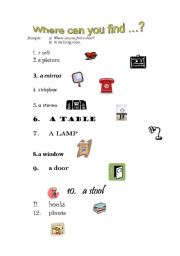 English worksheet: Where can you find?
