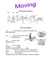 English worksheet: Moving and transport