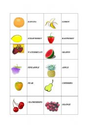 English worksheet: FRUIT DOMINO